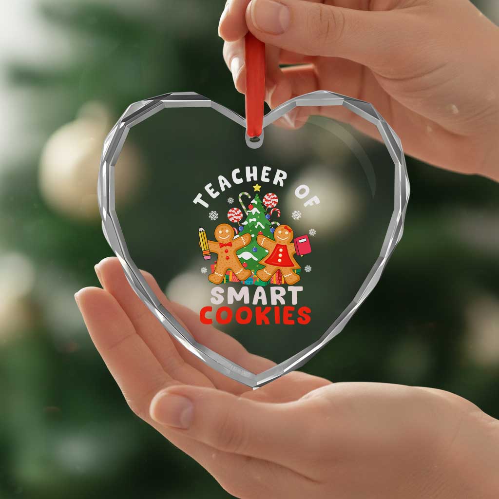 Teacher of Smart Cookies Christmas Gingerbread Man Heart Crystal Glass Ornament Teacher of Smart Cookies TS02 Print Your Wear