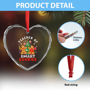 Teacher of Smart Cookies Christmas Gingerbread Man Heart Crystal Glass Ornament Teacher of Smart Cookies TS02 Print Your Wear