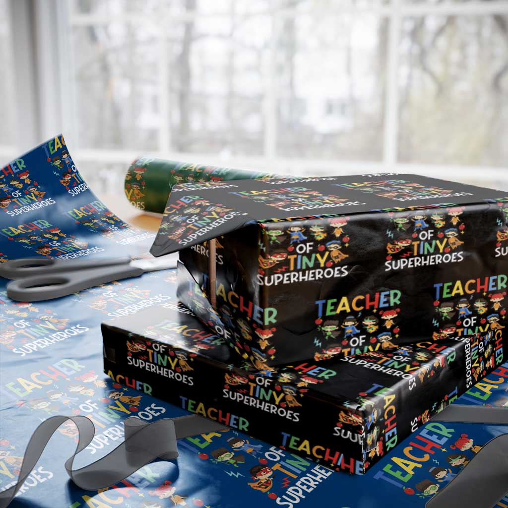 Teacher of Tiny Superheroes Wrapping Paper Roll Funny 100th Day of School