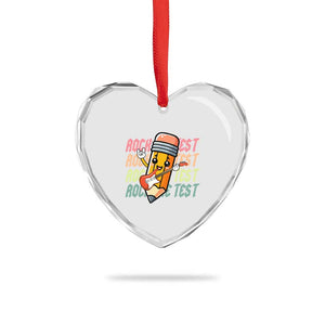 Teacher Rock The Test Day Heart Crystal Glass Ornament Testing Motivational TS10 Print Your Wear