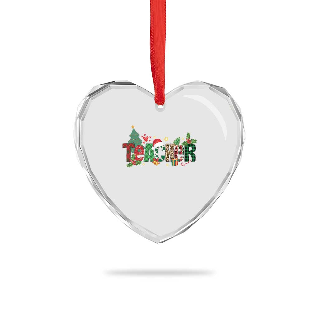 Teacher Xmas Heart Crystal Glass Ornament Merry Xmas Gifts TS02 Print Your Wear