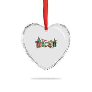 Teacher Xmas Heart Crystal Glass Ornament Merry Xmas Gifts TS02 Print Your Wear