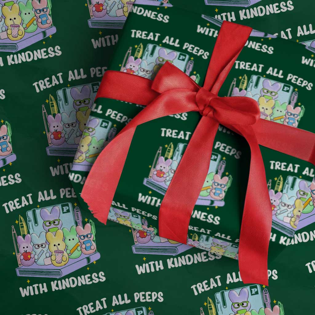 Teachers Easter Wrapping Paper Roll Treat All Peeps With Kindness TS10 Green Print Your Wear