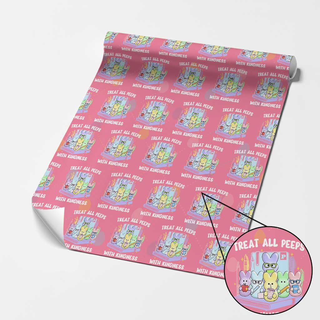 Teachers Easter Wrapping Paper Roll Treat All Peeps With Kindness TS10 Pink Print Your Wear