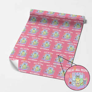 Teachers Easter Wrapping Paper Roll Treat All Peeps With Kindness TS10 Pink Print Your Wear