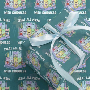 Teachers Easter Wrapping Paper Roll Treat All Peeps With Kindness TS10 Teal Print Your Wear