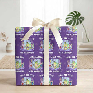 Teachers Easter Wrapping Paper Roll Treat All Peeps With Kindness TS10 Purple Print Your Wear