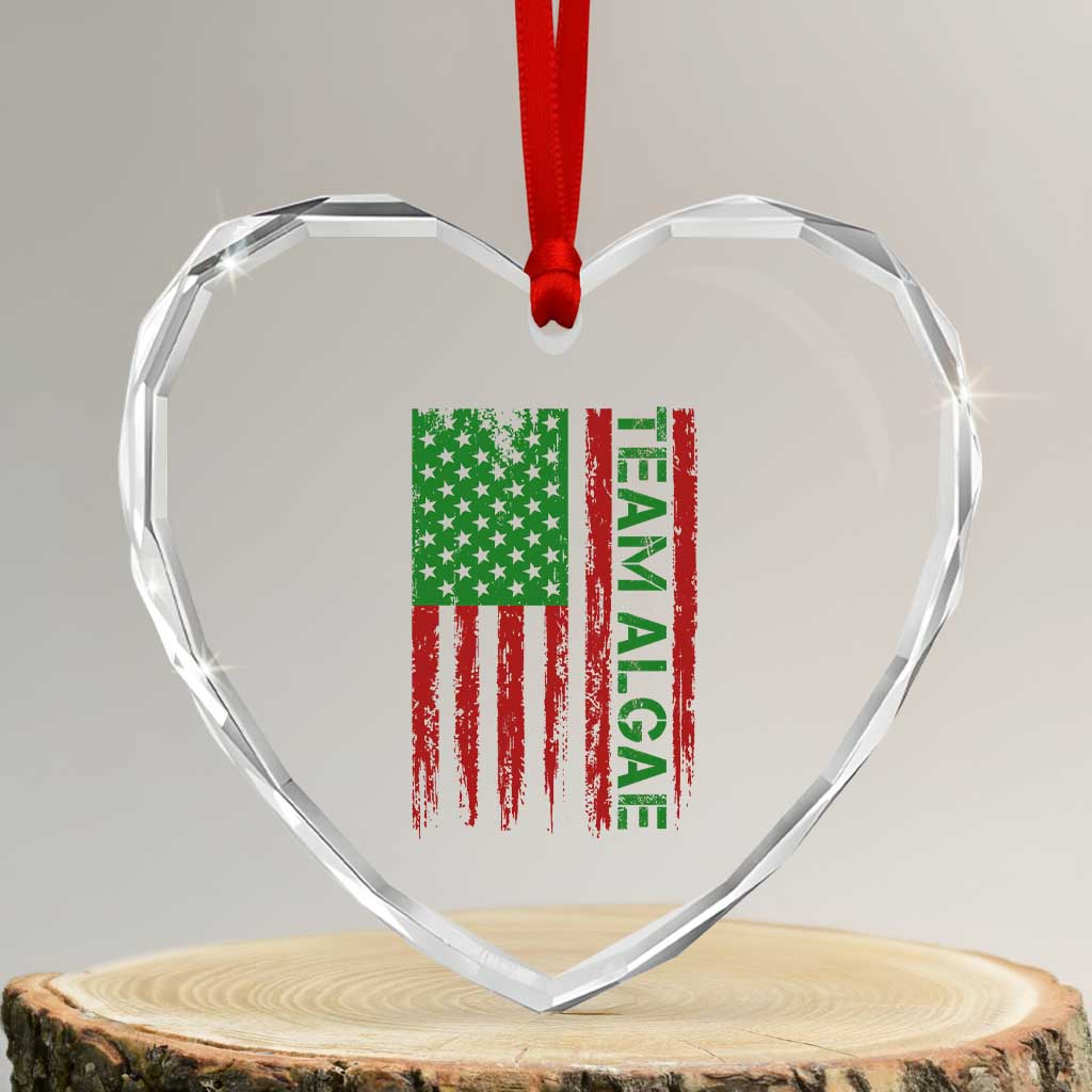 Team Algae Heart Crystal Glass Ornament Funny Make Algae Great Again American Flag Political Meme TS14 Transparent Glass 3'' Heart Print Your Wear