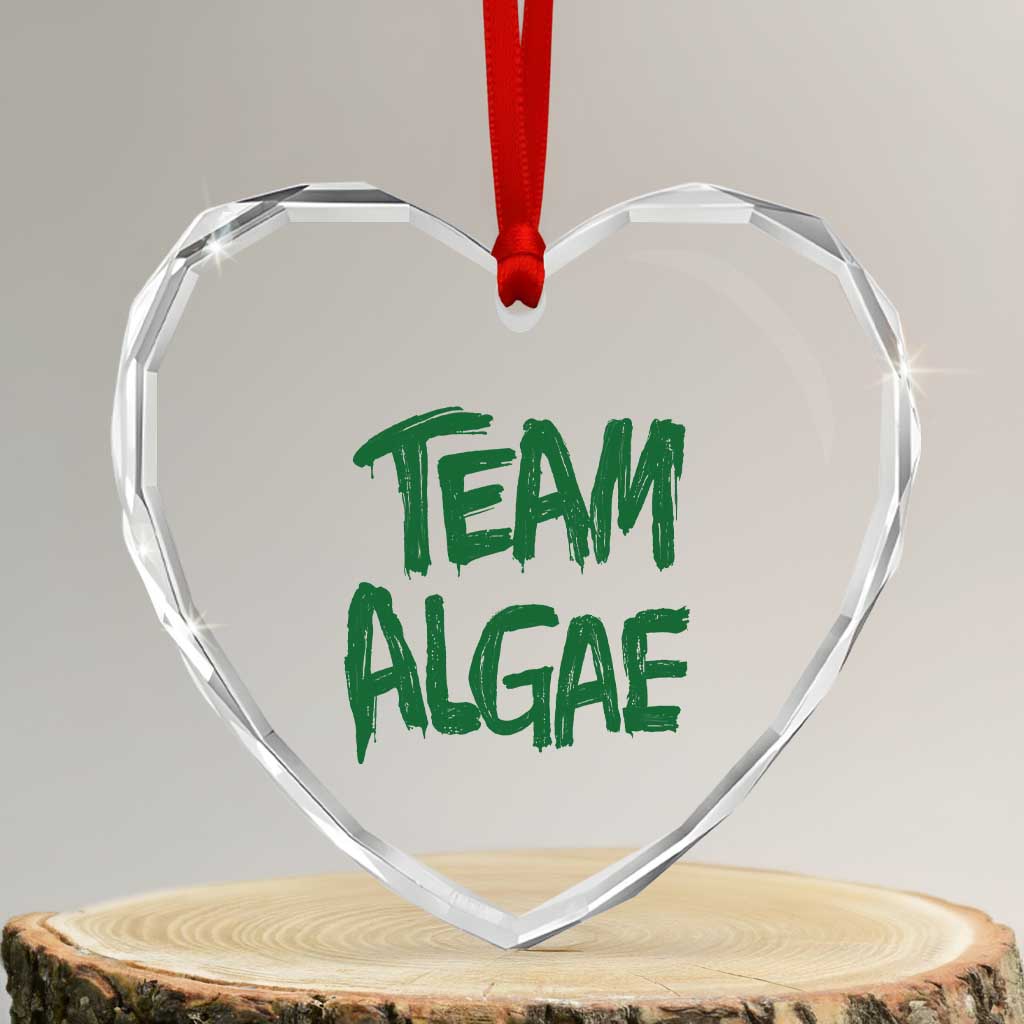 Team Algae Slime Dripping Style Graphic Heart Crystal Glass Ornament Viral Lincoln Memorial Reflecting Pool Swamp Meme