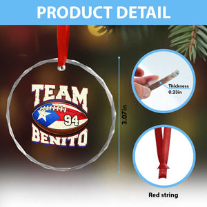 Team Benito Puerto Rico Football Pride Crystal Glass Ornament Number 94 Vintage Game Day Music Artist Fan TS02 Print Your Wear