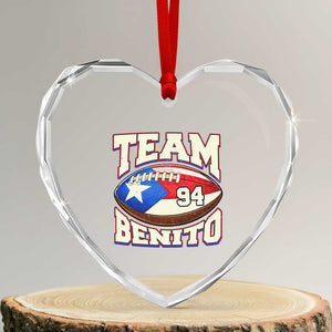 Team Benito Puerto Rico Football Pride Heart Crystal Glass Ornament Number 94 Vintage Game Day Music Artist Fan TS02 Transparent Glass 3'' Heart Print Your Wear