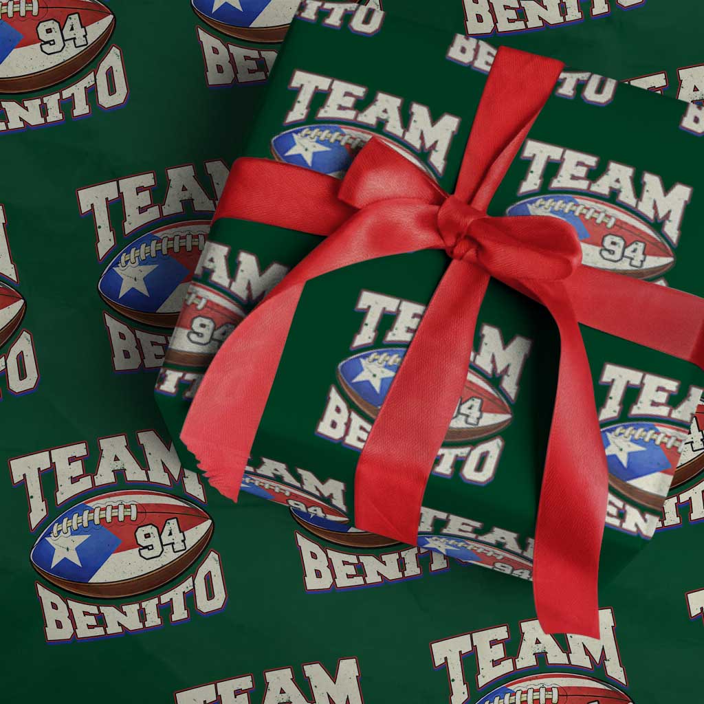 Team Benito Puerto Rico Football Pride Wrapping Paper Roll Number 94 Vintage Game Day Music Artist Fan TS02 Green Print Your Wear