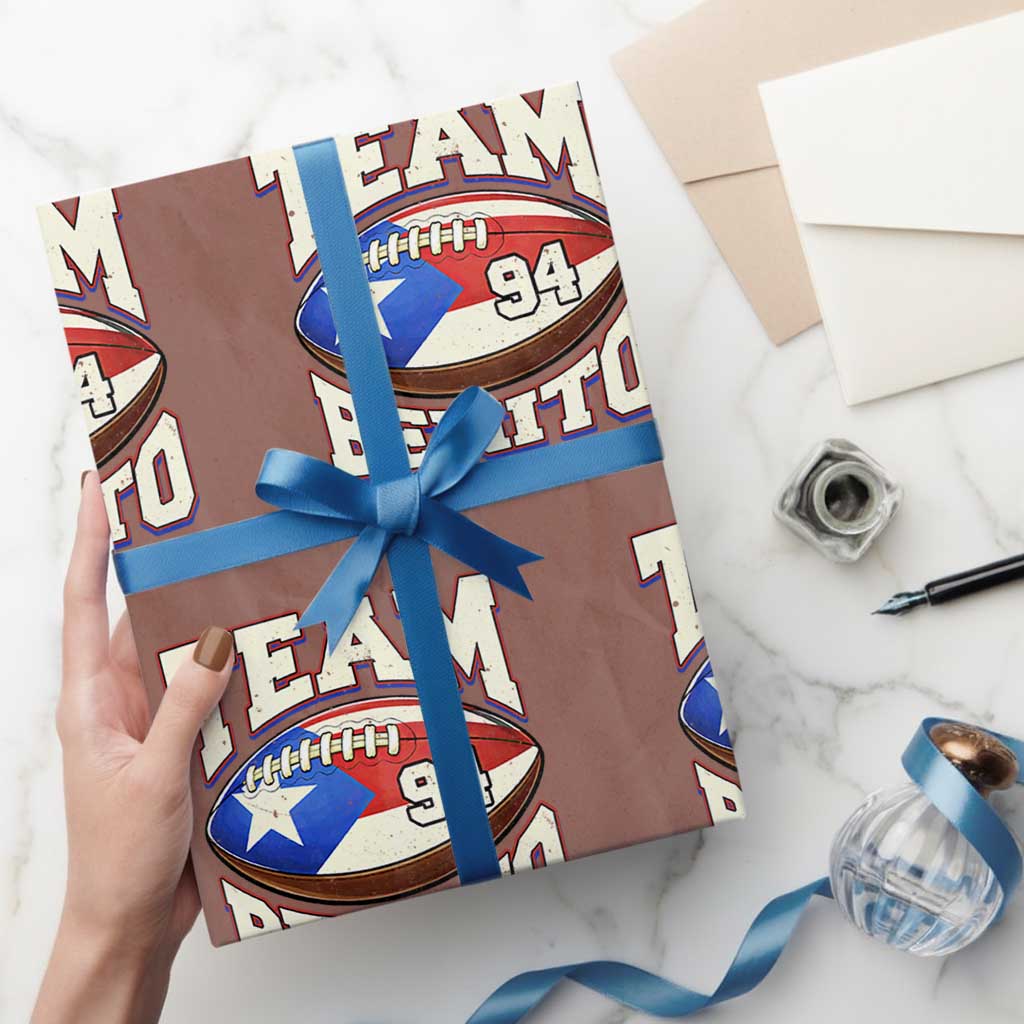 Team Benito Puerto Rico Football Pride Wrapping Paper Roll Number 94 Vintage Game Day Music Artist Fan TS02 Mocha Print Your Wear