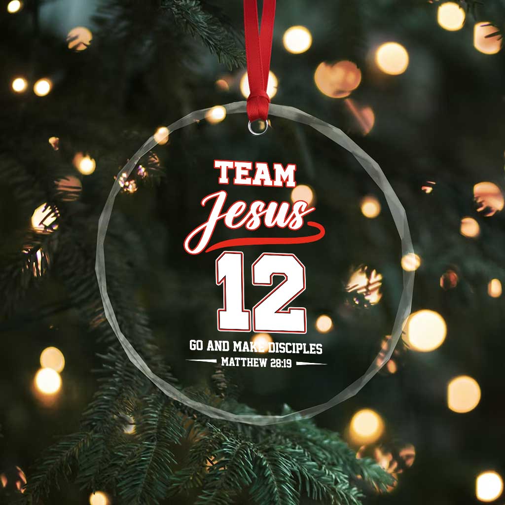 Team Jesus 12 Christian Sports Style Crystal Glass Ornament Go And Make Disciples Matthew 28:19 Faith Athletic Inspired Gift TS02 Print Your Wear