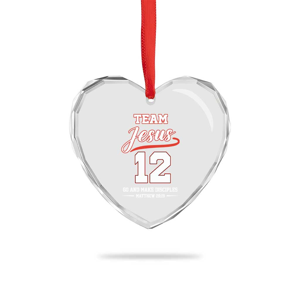 Team Jesus 12 Christian Sports Style Heart Crystal Glass Ornament Go And Make Disciples Matthew 28:19 Faith Athletic Inspired Gift TS02 Print Your Wear
