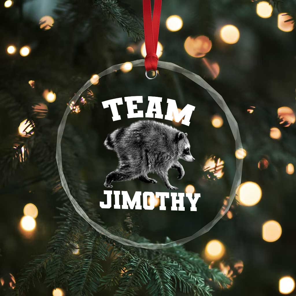 Team Jimothy Raccoon Crystal Glass Ornament Funny Seattle Trash Panda Lover
