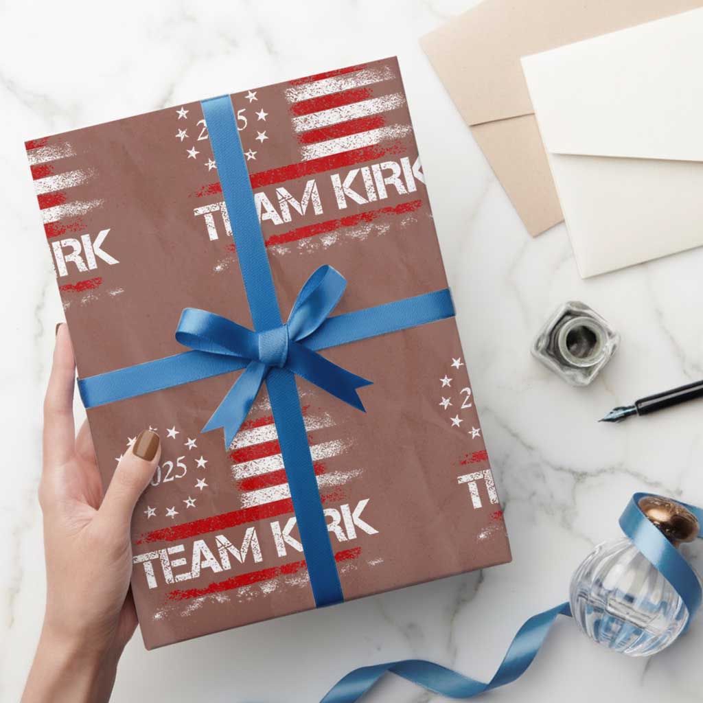 Team Kirk 2025 Wrapping Paper Roll Charlie Kirk Freedom Vintage American Flag TS11 Mocha Print Your Wear