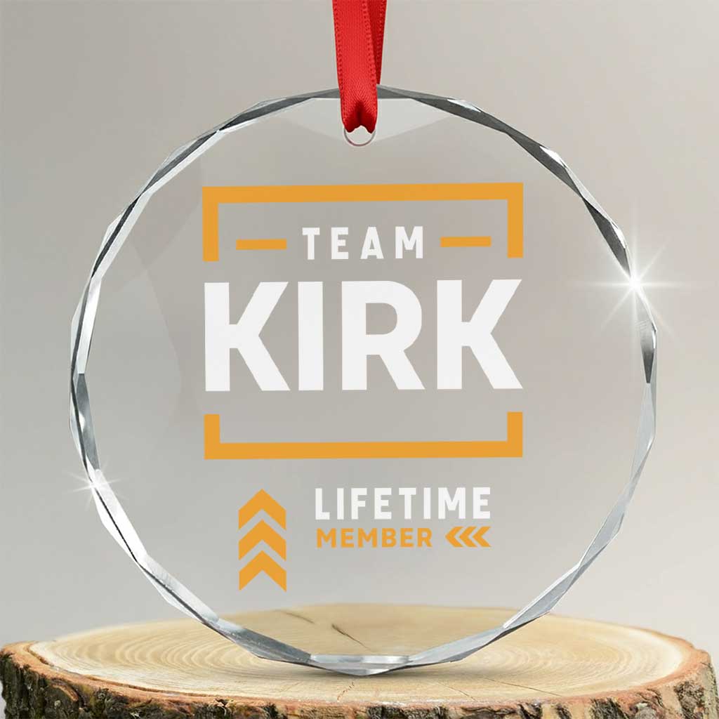 Team Kirk Lifetime Member Crystal Glass Ornament American True Patriot Support TS02 Transparent Glass 3'' Circle Print Your Wear