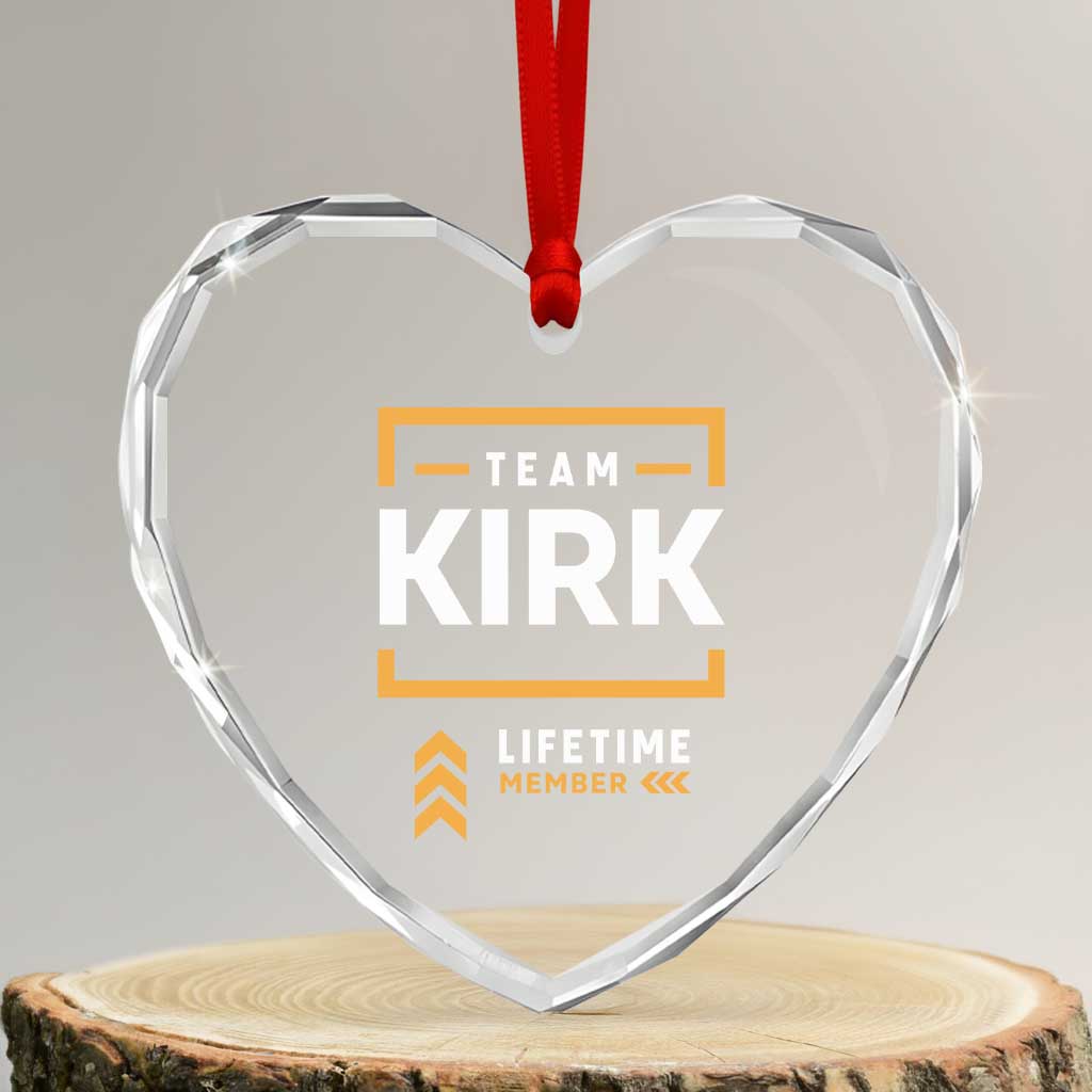 Team Kirk Lifetime Member Heart Crystal Glass Ornament American True Patriot Support TS02 Transparent Glass 3'' Heart Print Your Wear