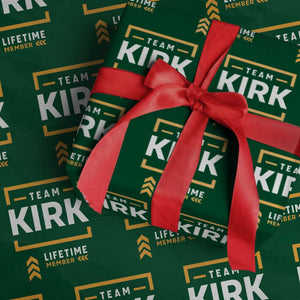Team Kirk Lifetime Member Wrapping Paper Roll American True Patriot Support TS02 Green Print Your Wear