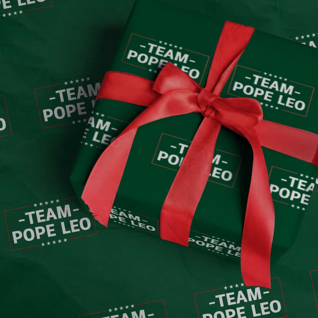 Team Pope Leo XIV Wrapping Paper Roll Catholic Pride Religious Faith Solidarity TS02 Green Print Your Wear
