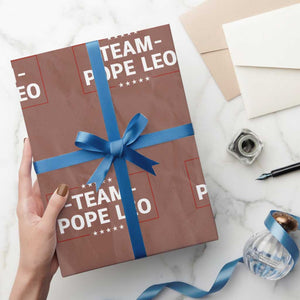 Team Pope Leo XIV Wrapping Paper Roll Catholic Pride Religious Faith Solidarity TS02 Mocha Print Your Wear
