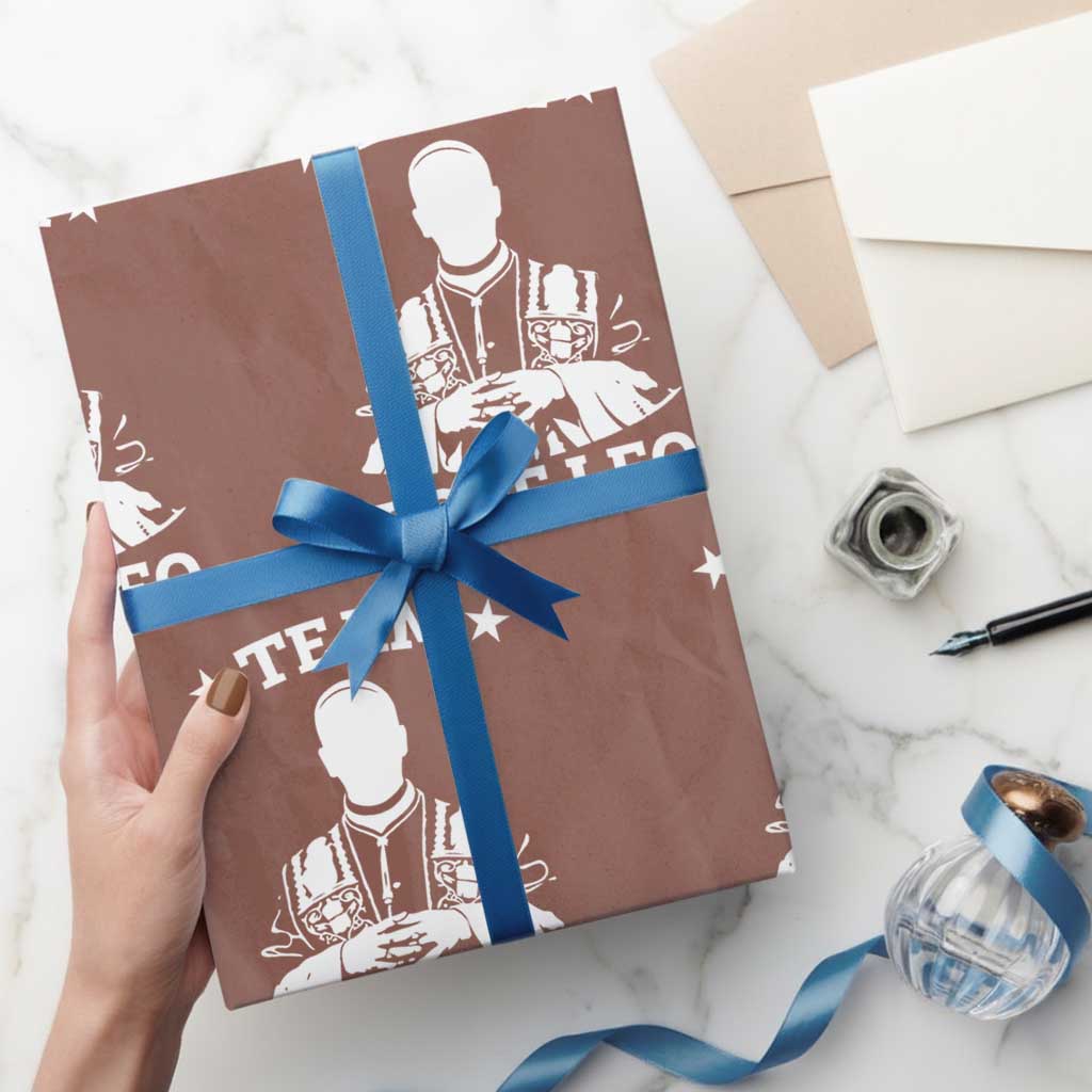 Team Pope Leo XIV Wrapping Paper Roll Vintage Catholic Faith Historical Religious Support TS02 Mocha Print Your Wear