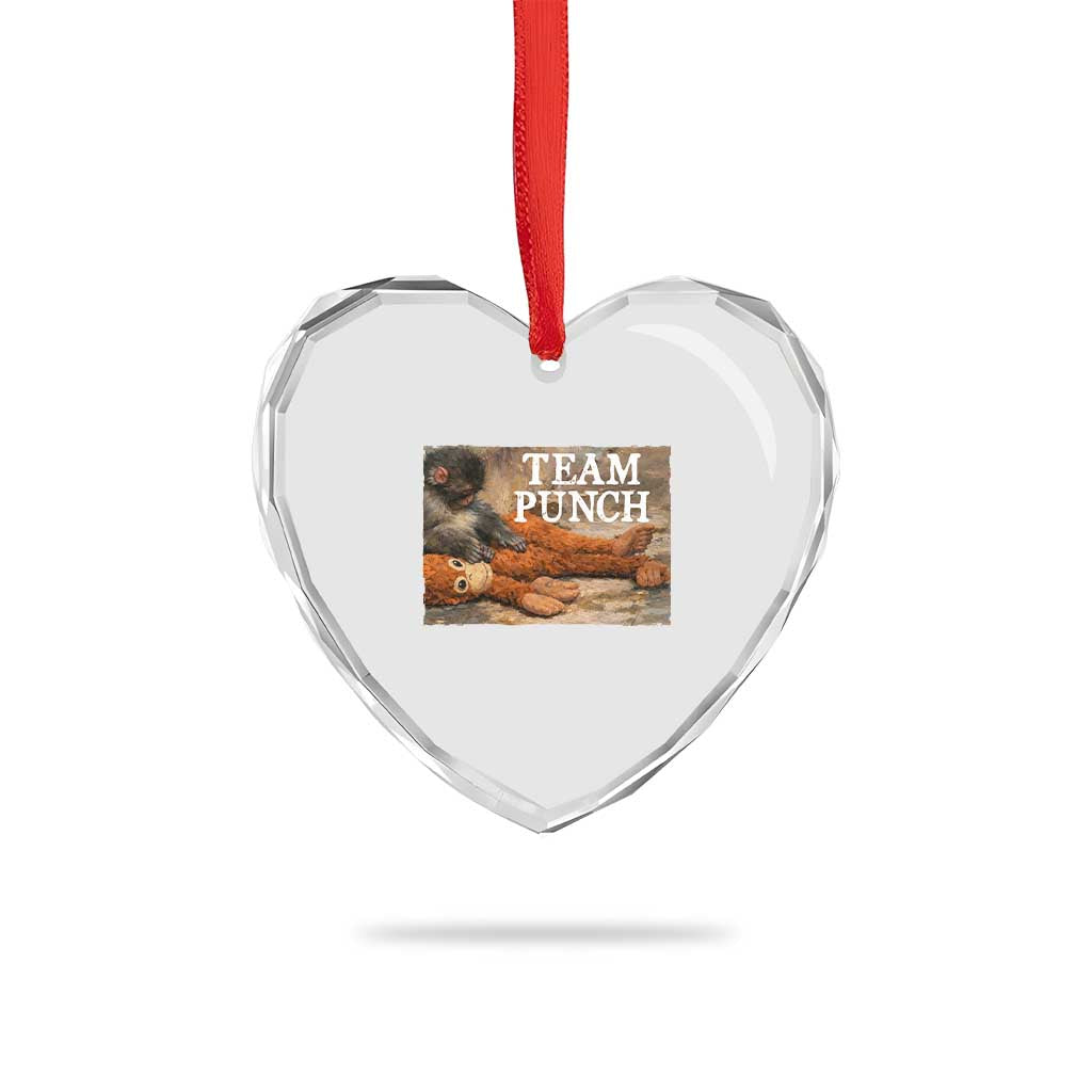 Team Punch Baby Monkey Plush Hugging Meme Heart Crystal Glass Ornament TS11 Print Your Wear
