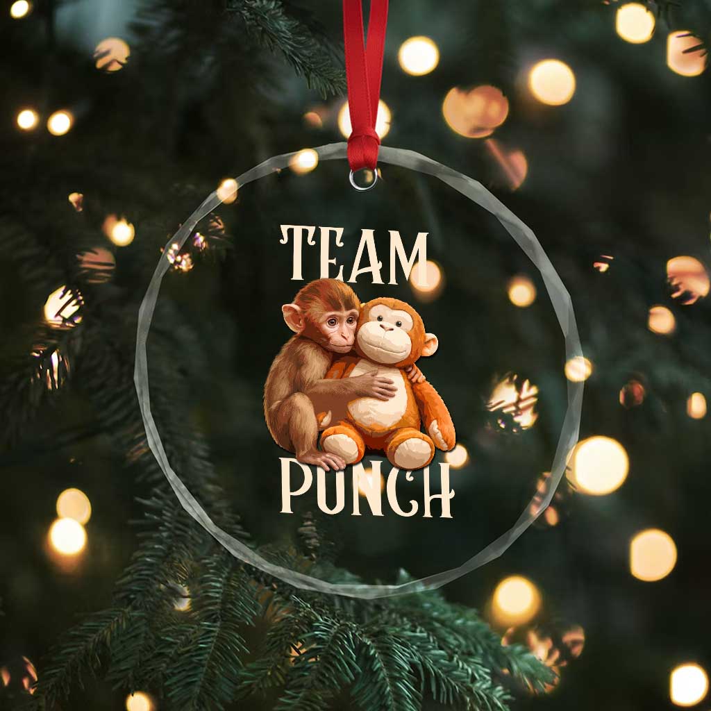 Team Punch Cute Baby Monkey Hugging Plush Toy Graphic Crystal Glass Ornament TS02 Print Your Wear