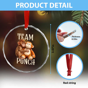 Team Punch Cute Baby Monkey Hugging Plush Toy Graphic Crystal Glass Ornament TS02 Print Your Wear