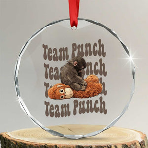 Team Punch Monkey Crystal Glass Ornament Baby Monkey And Plush Toy Viral TS14 Transparent Glass 3'' Circle Print Your Wear