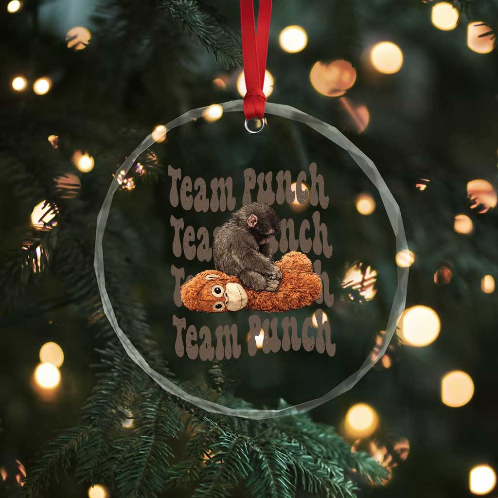 Team Punch Monkey Crystal Glass Ornament Baby Monkey And Plush Toy Viral TS14 Print Your Wear