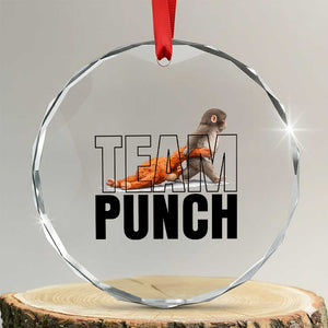 Team Punch Monkey Crystal Glass Ornament Viral Trend Baby Monkey Meme TS14 Transparent Glass 3'' Circle Print Your Wear