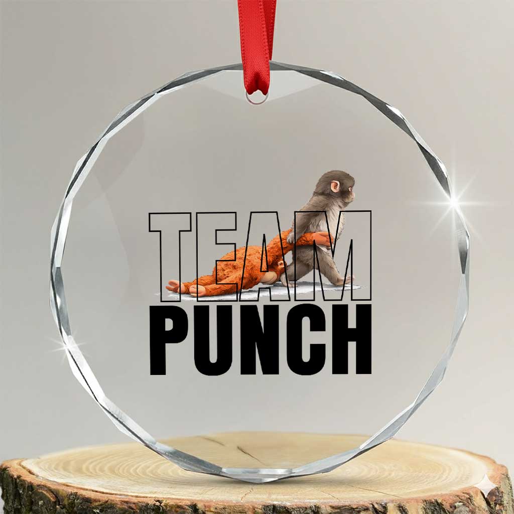 Team Punch Monkey Crystal Glass Ornament Viral Trend Baby Monkey Meme TS14 Transparent Glass 3'' Circle Print Your Wear