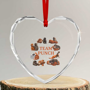 Team Punch Monkey Heart Crystal Glass Ornament Viral Baby Monkey Meme TS14 Transparent Glass 3'' Heart Print Your Wear