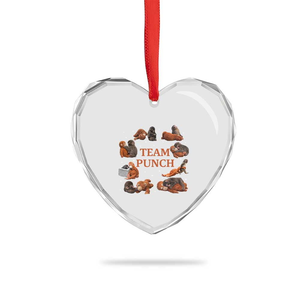 Team Punch Monkey Heart Crystal Glass Ornament Viral Baby Monkey Meme TS14 Print Your Wear