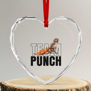 Team Punch Monkey Heart Crystal Glass Ornament Viral Trend Baby Monkey Meme TS14 Transparent Glass 3'' Heart Print Your Wear
