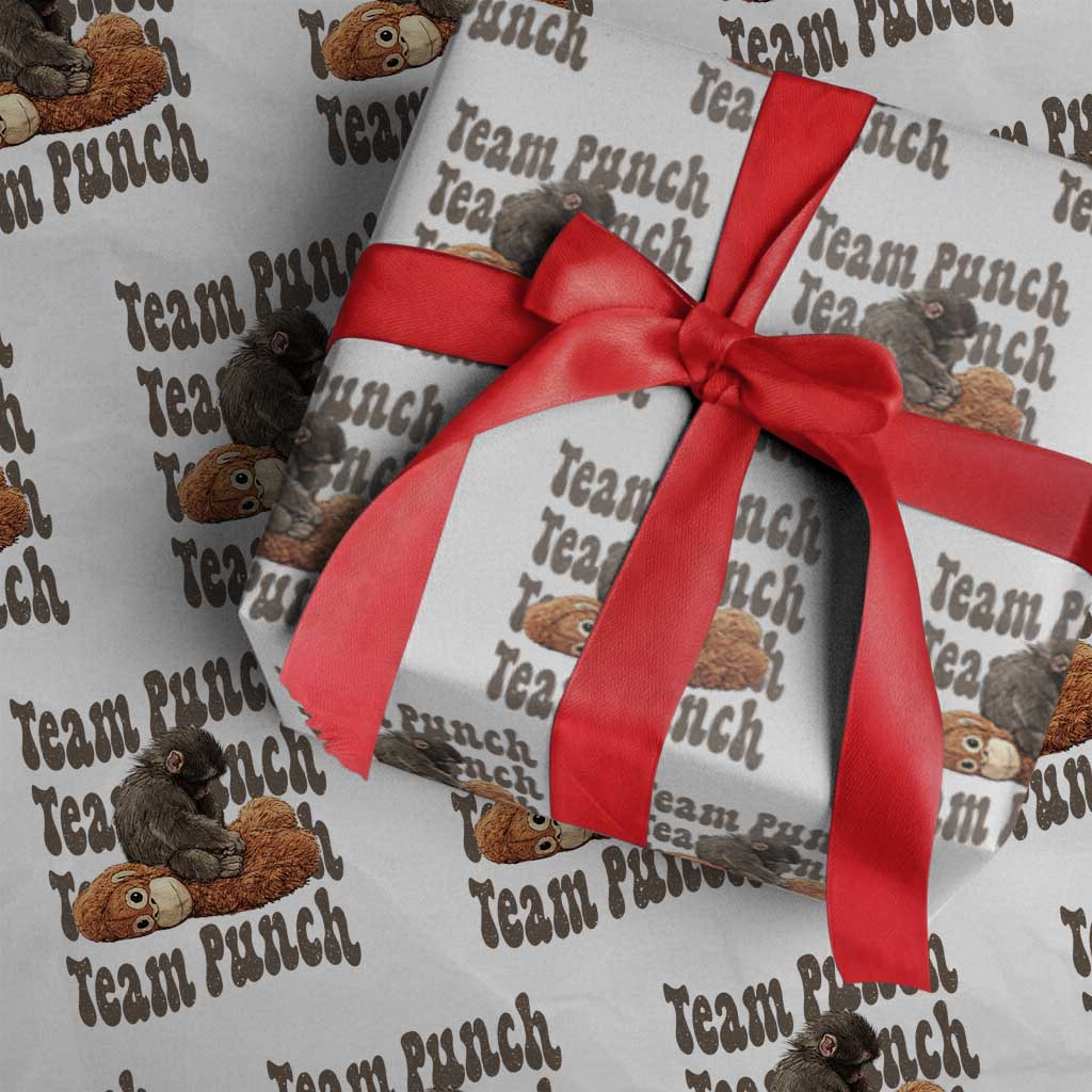 Team Punch Monkey Wrapping Paper Roll Baby Monkey And Plush Toy Viral TS14 White Print Your Wear