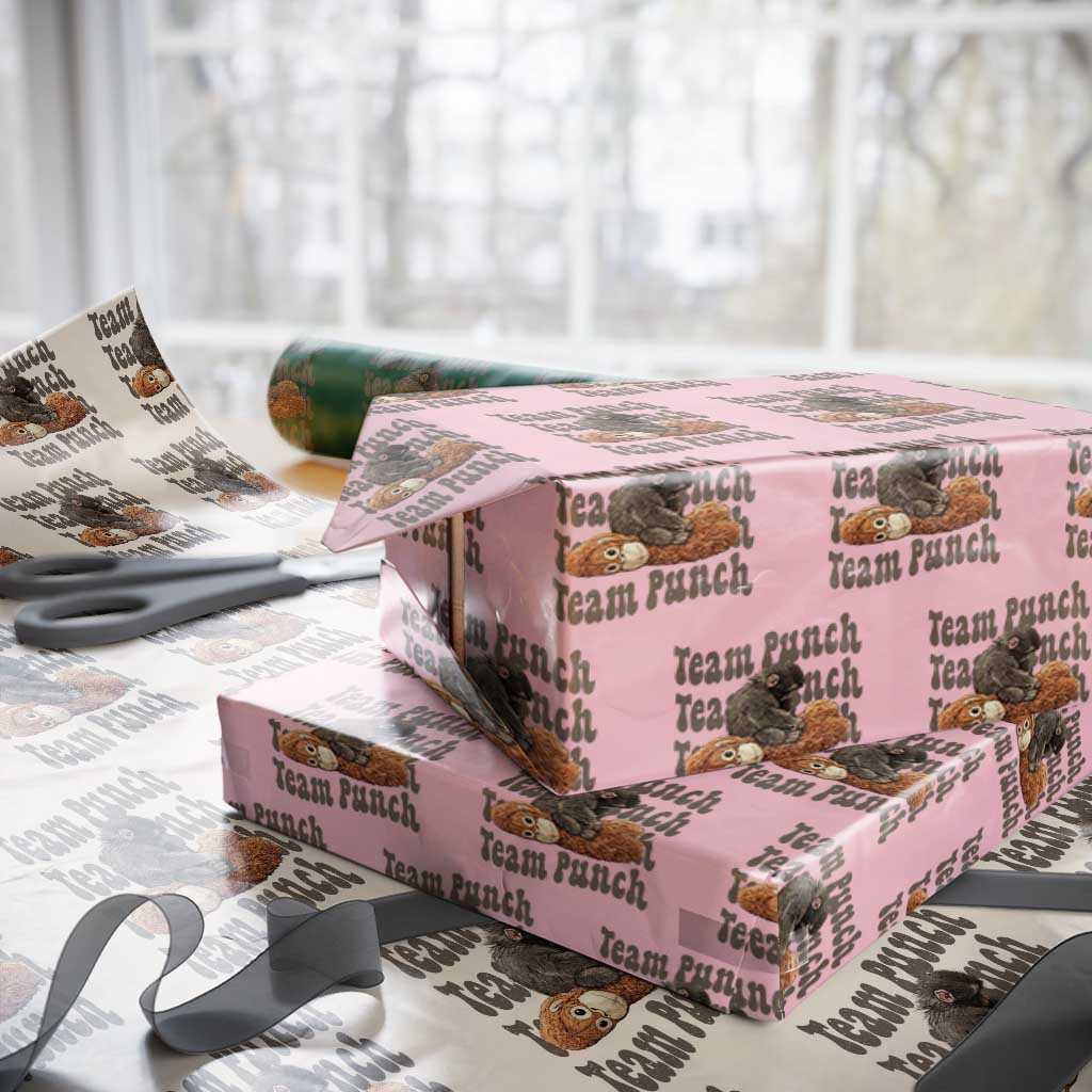 Team Punch Monkey Wrapping Paper Roll Baby Monkey And Plush Toy Viral TS14 Light Pink Print Your Wear