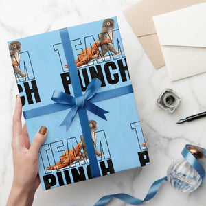Team Punch Monkey Wrapping Paper Roll Viral Trend Baby Monkey Meme TS14 Light Blue Print Your Wear