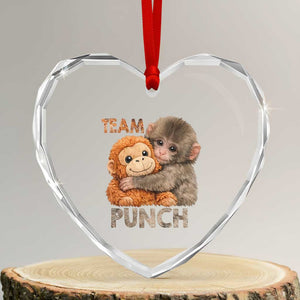 Team Punch Viral Baby Monkey Heart Crystal Glass Ornament Cute Monkey Hugging Plush Toy Internet Trend Gift TS02 Transparent Glass 3'' Heart Print Your Wear