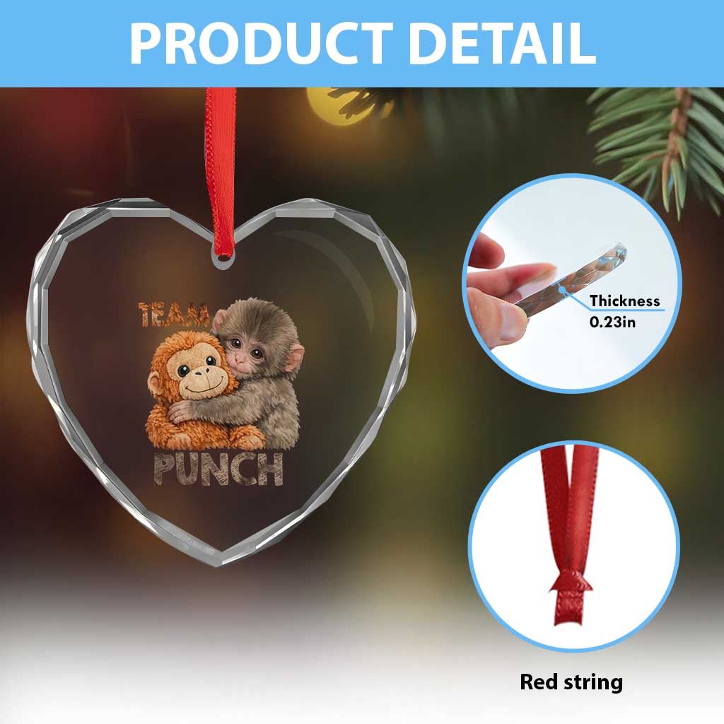 Team Punch Viral Baby Monkey Heart Crystal Glass Ornament Cute Monkey Hugging Plush Toy Internet Trend Gift TS02 Print Your Wear