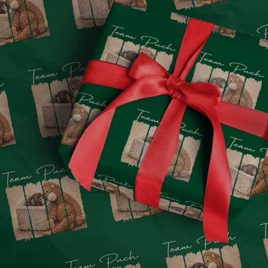 Team Punch Wrapping Paper Roll Baby Monkey And Plush Toy Viral TS14 Green Print Your Wear