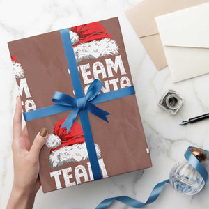 Team Santa Wrapping Paper Roll Xmas Squad Family Matching Pajamas TS02 Mocha Print Your Wear
