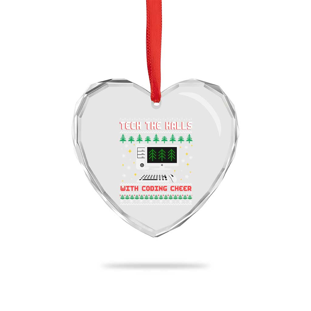 Tech Support Christmas Heart Crystal Glass Ornament Tech The Halls With Cooking Cheer TS14 Print Your Wear