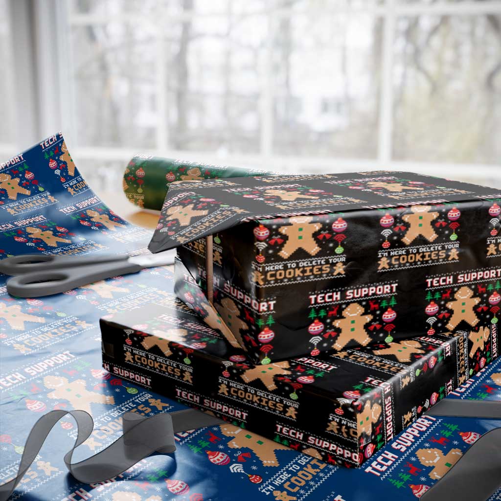 Tech Support Christmas Wrapping Paper Roll I Am Here To Delete Your Cookies TS14 Black Print Your Wear