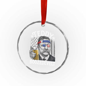Teddy Boozedevelt Theodore Roosevelt 4th of July Crystal Glass Ornament Funny Beer Drinking Vintage American Flag