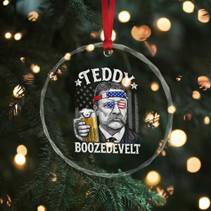 Teddy Boozedevelt Theodore Roosevelt 4th of July Crystal Glass Ornament Funny Beer Drinking Vintage American Flag