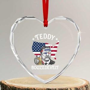 Teddy Boozedevelt Theodore Roosevelt Heart Crystal Glass Ornament 4th Of July American Flag TS14 Transparent Glass 3'' Heart Print Your Wear