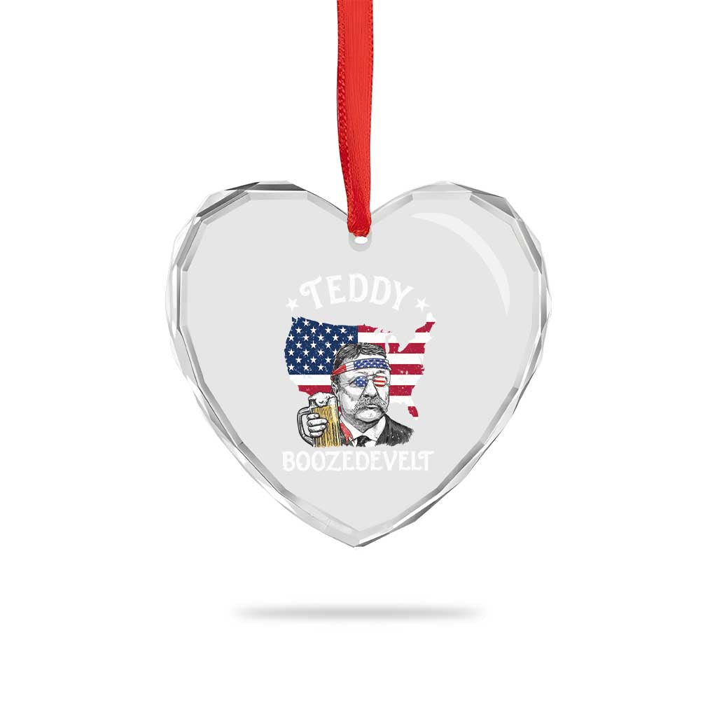 Teddy Boozedevelt Theodore Roosevelt Heart Crystal Glass Ornament 4th Of July American Flag TS14 Print Your Wear